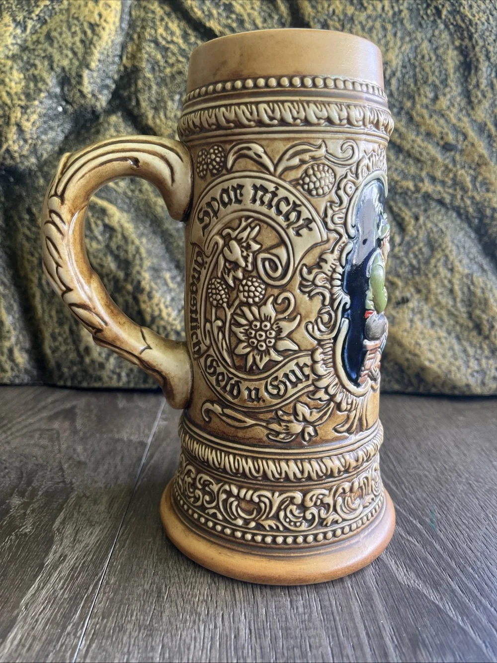 Ceramarte Stein- Hand Painted Tavern scene. Made in Brazil